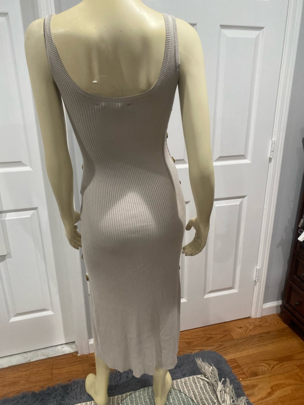 HFR NICOLE BENEFIELD
Maxi Sweater Dress Sleeveless Ribbed Tank Light Beige/ XSp - Picture 7 of 8